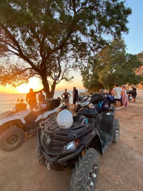 Agia Pelagia: Sunset or Morning Quad Tour & Ghost Town Visit - Fodele coastline segment: donkey-road descent, olive groves, and shops