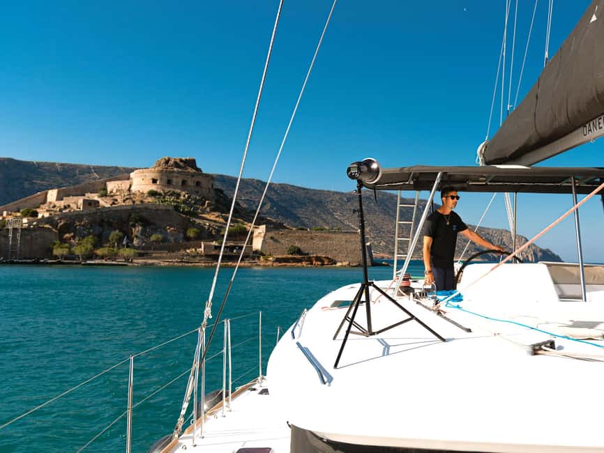 Agios Nikolaos: Private Catamaran Cruise with Meal & Drinks - Welcome aboard: coffee, pies, safety, then straight to the fun