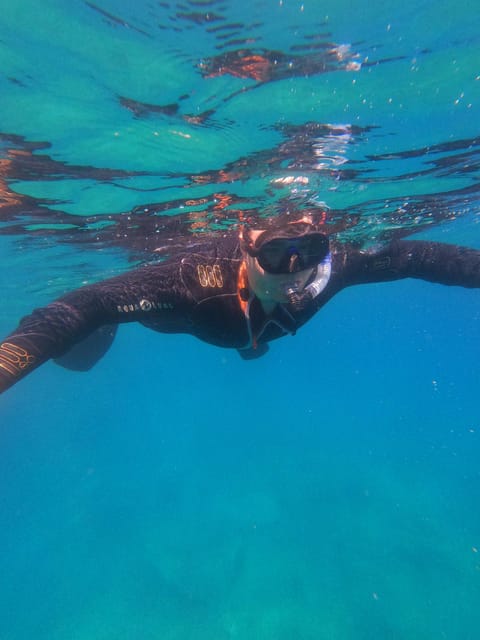 Chania: Boat Trip with Guided Snorkeling Tour - First snorkeling stop: a guided 45 minutes where you learn by doing