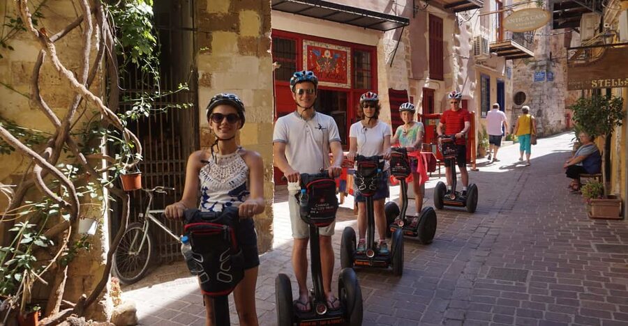 Chania: Old City & Venetian Harbor Discovery on Segways - Getting on the Segway with Betty, helmets, and the tour leader’s control