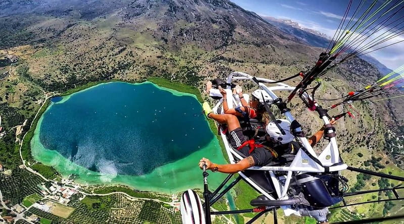 Chania: Paratriking Experience with a Professional Pilot - What you actually see: Lake Kourna, mountains, and the coast