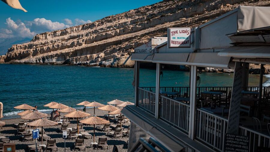 Crete: Matala Hippie Caves - The Roman ruins nearby, arena remnants and a bath area