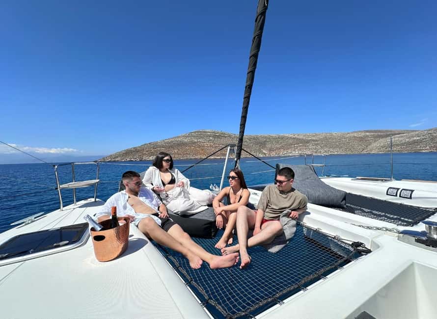 Heraklion Luxury Catamaran Dia Isla -Gourmet Lunch Top Rated - Return sail: the calm before your “one more swim” decision