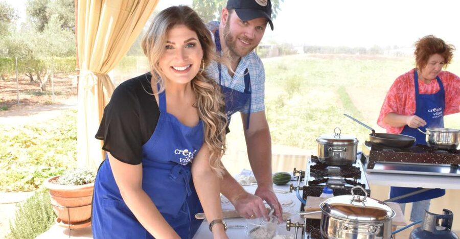 Moires: Cooking Class and Olive Oil Tasting at a Family Farm - Dining with local Cretan wine, then taking your food home