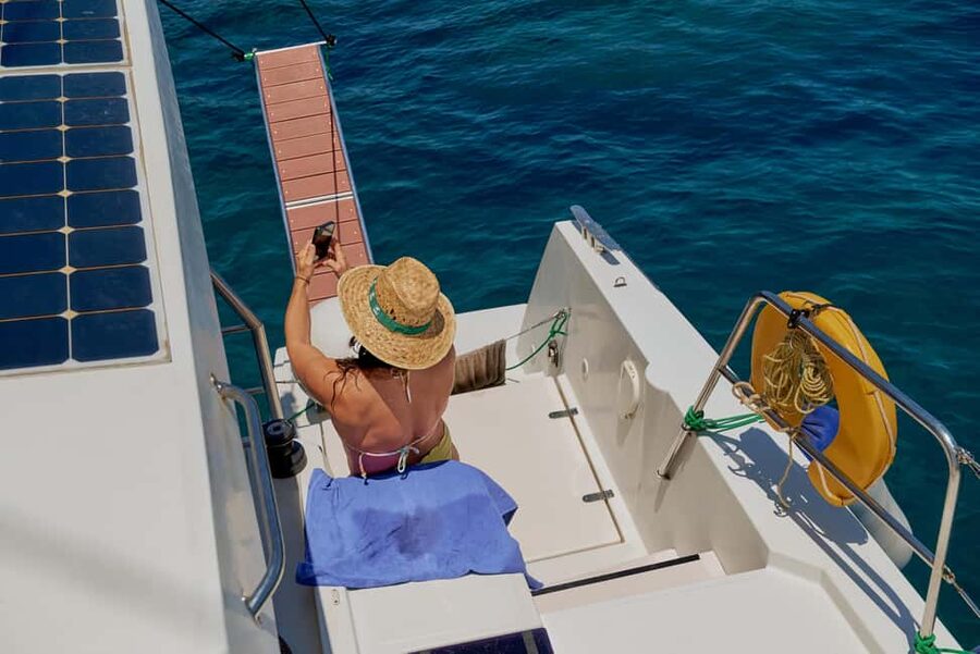 Panormo: Sunset All-Inclusive Catamaran Cruise with Snacks - The cruise tempo: a calm hour aboard, then Geropotamos, then more sailing time
