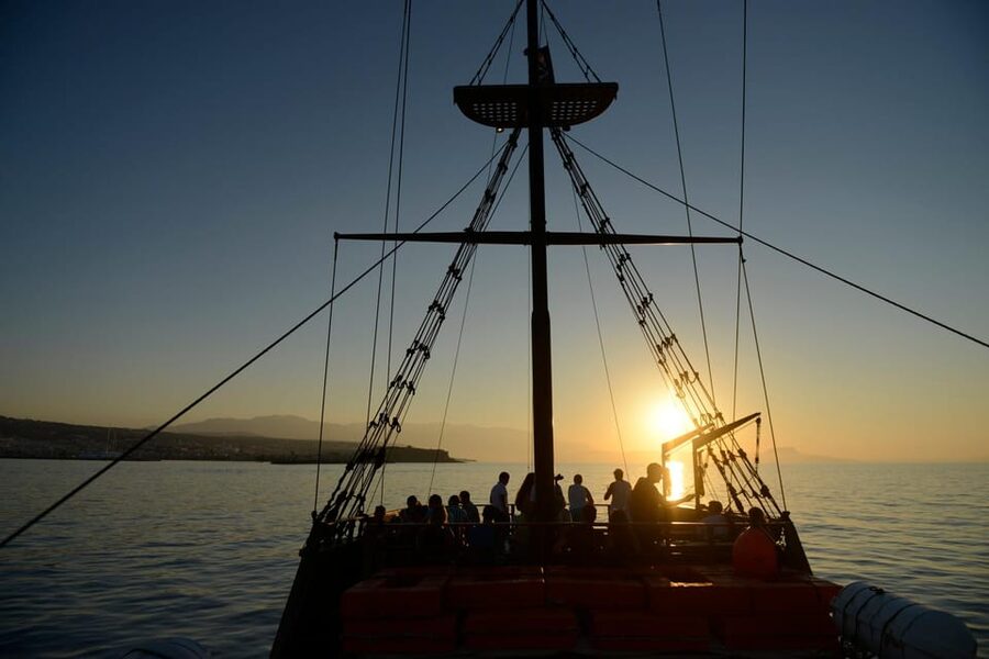 Sunset cruise at St. George Bay from Hersonissos port - The onboard vibe, including the captain who keeps things light